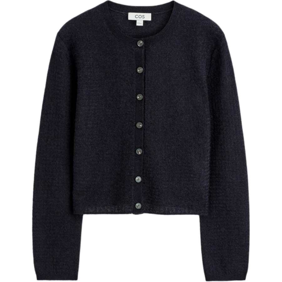 COS Sweaters Women's Navy Blue Crew Neck Moderate Cardigan