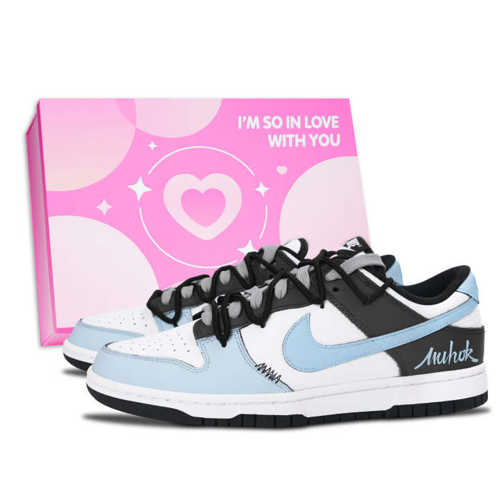 Nike Nike Dunk Black White, Ice Island Trend Leather Abrasion Resistant Slip Resistant Low top Skateboard Shoes Unisex