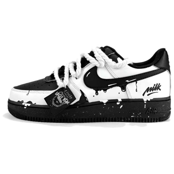 Nike Nike Air Force 1 Black Warrior, Black White Escape Leather Abrasion Resistant Low top Skateboard Shoes Unisex White