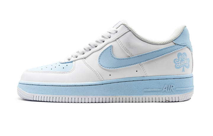 Nike Nike Air Force 1 Luxury Design Leather Abrasion Resistant Slip Resistant Low top Skateboard Shoes Women's White Blue