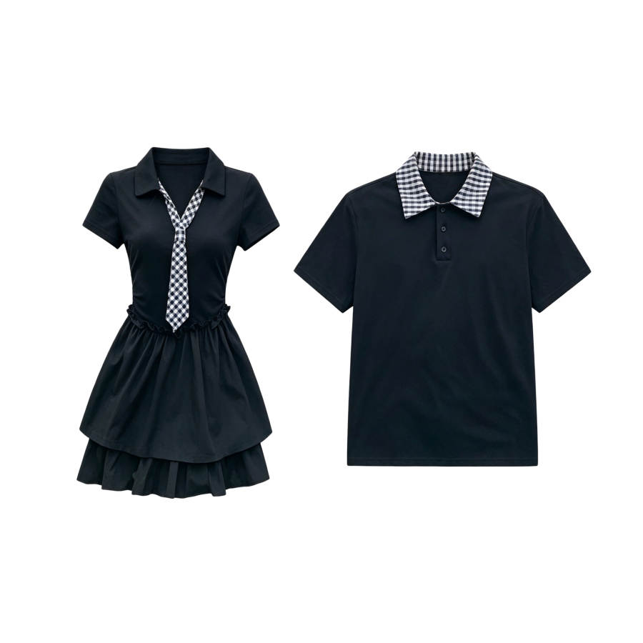 TUSHIFEI Couple Sets Women's Polo Collar Moderate Short
