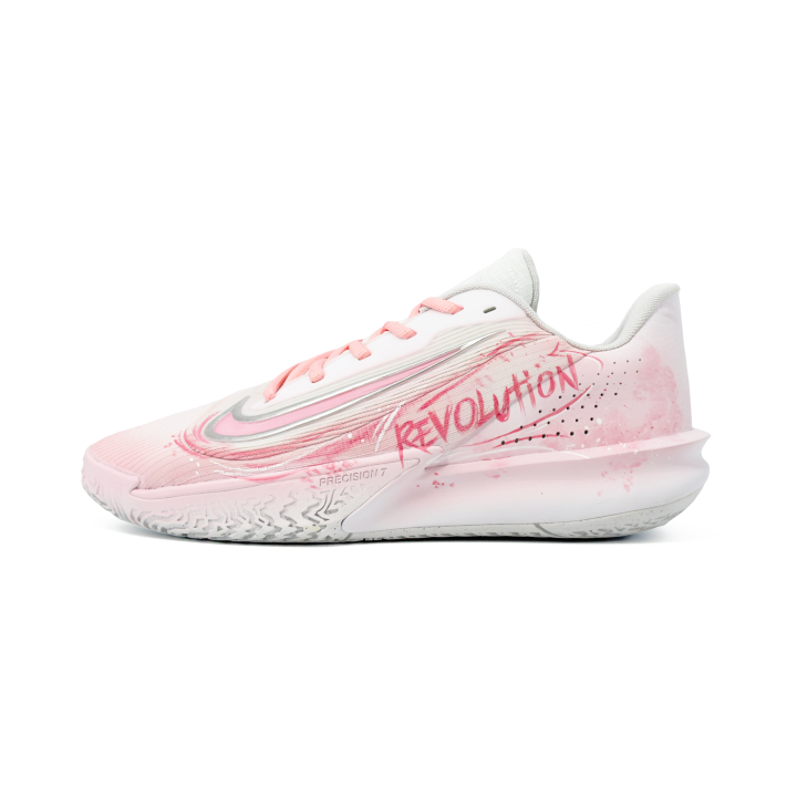Nike Nike Precision 7 Mesh Slip Resistant Abrasion Resistant Low top Basketball Shoes Men's Pink White