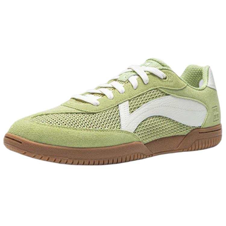 Li-Ning Li Ning Textile, Split Cow Leather Breathable Low top Casual Shoes Men's Green Ivory
