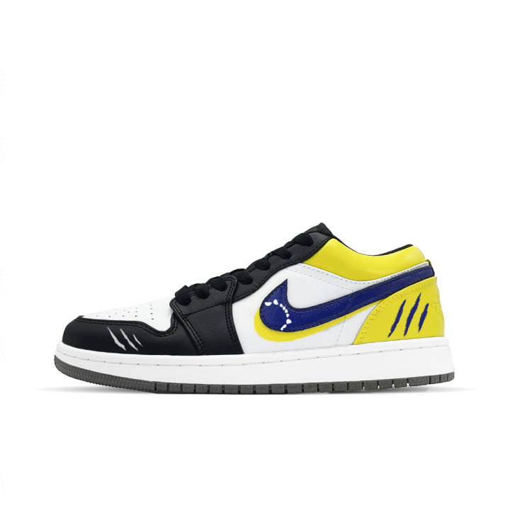 Jordan Jordan Air Jordan 1 Blue And White Paw Prints Synthetic Leather, Leather Abrasion Resistant Low top