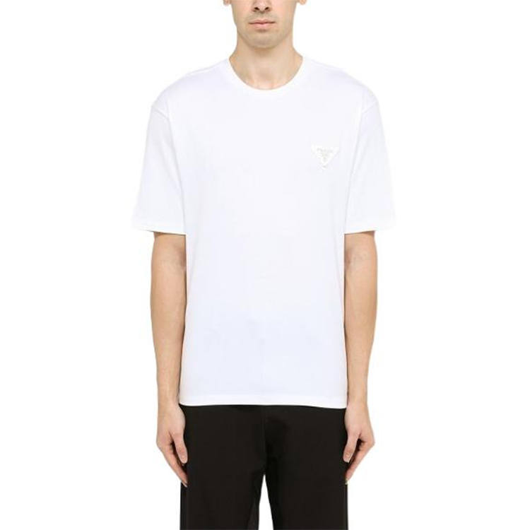 PRADA PRADA T Shirts Men's White Crew Neck Moderate Straight Fit