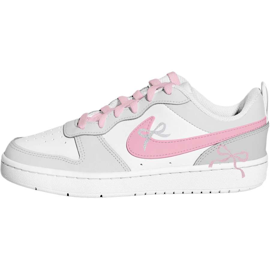Nike Nike Court Borough Gray Pink Bowknot Slip Resistant, Abrasion Resistant, Breathable Low top Kids' Skateboarding Shoes