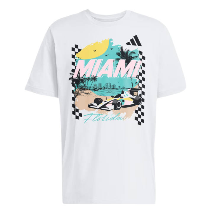 Adidas Adidas Racing T Shirts Men's White Crew Neck Moderate