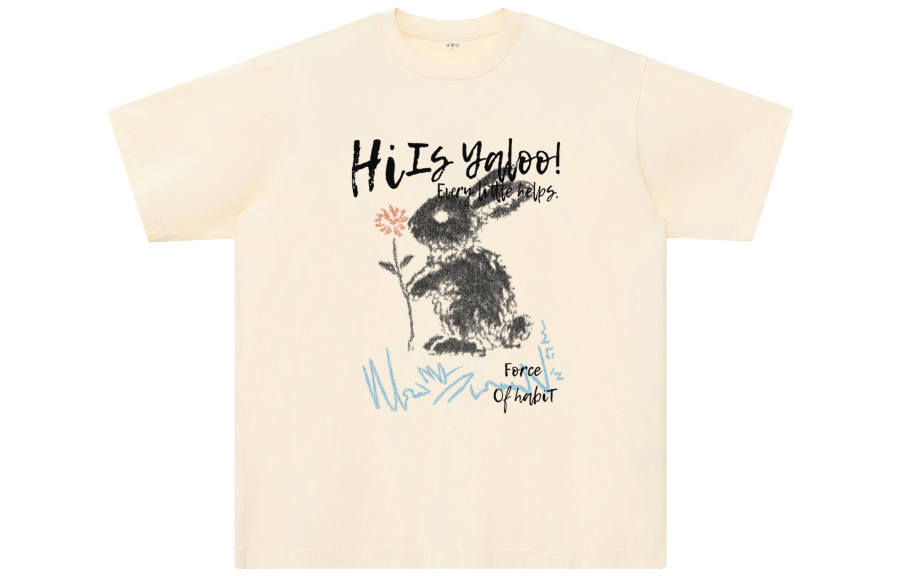 YALU T Shirts Unisex Apricot Crew Neck Moderate Straight Fit