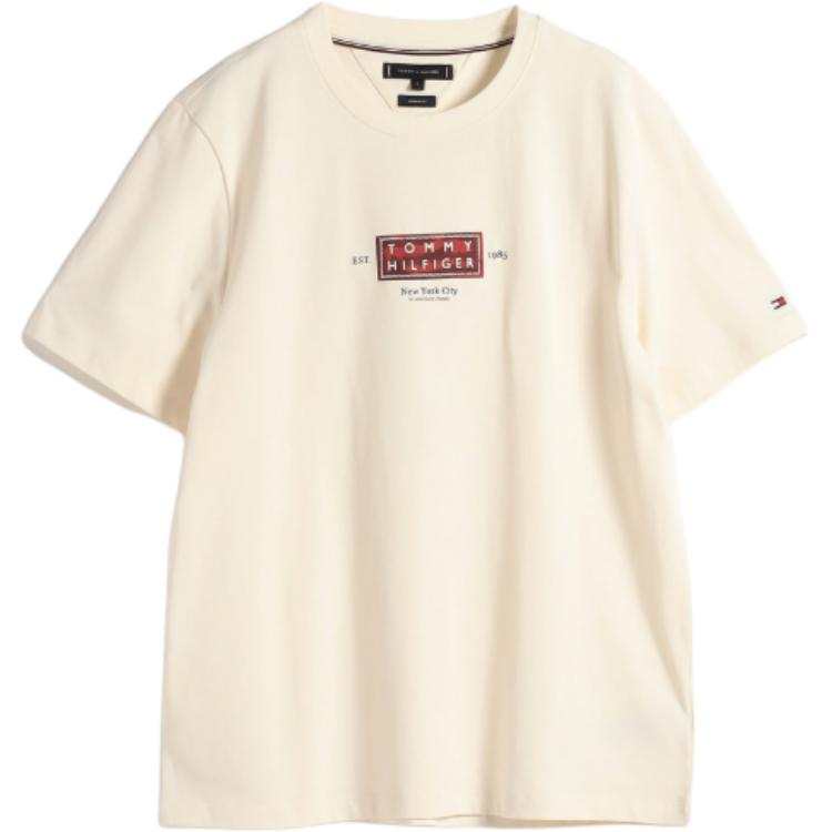 Tommy Hilfiger T Shirts Men's Ivory Crew Neck