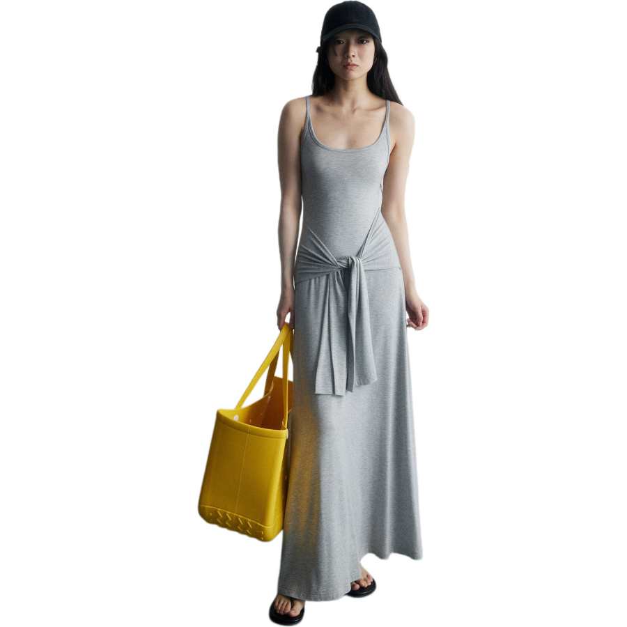 JBBCN Slip Dresses Women's Gray Square Collar Thin Long