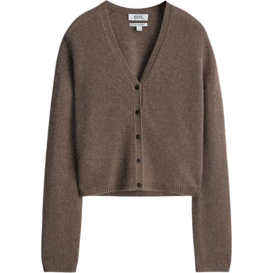 COS Cashmere Sweaters Women's Brown V Neck Moderate