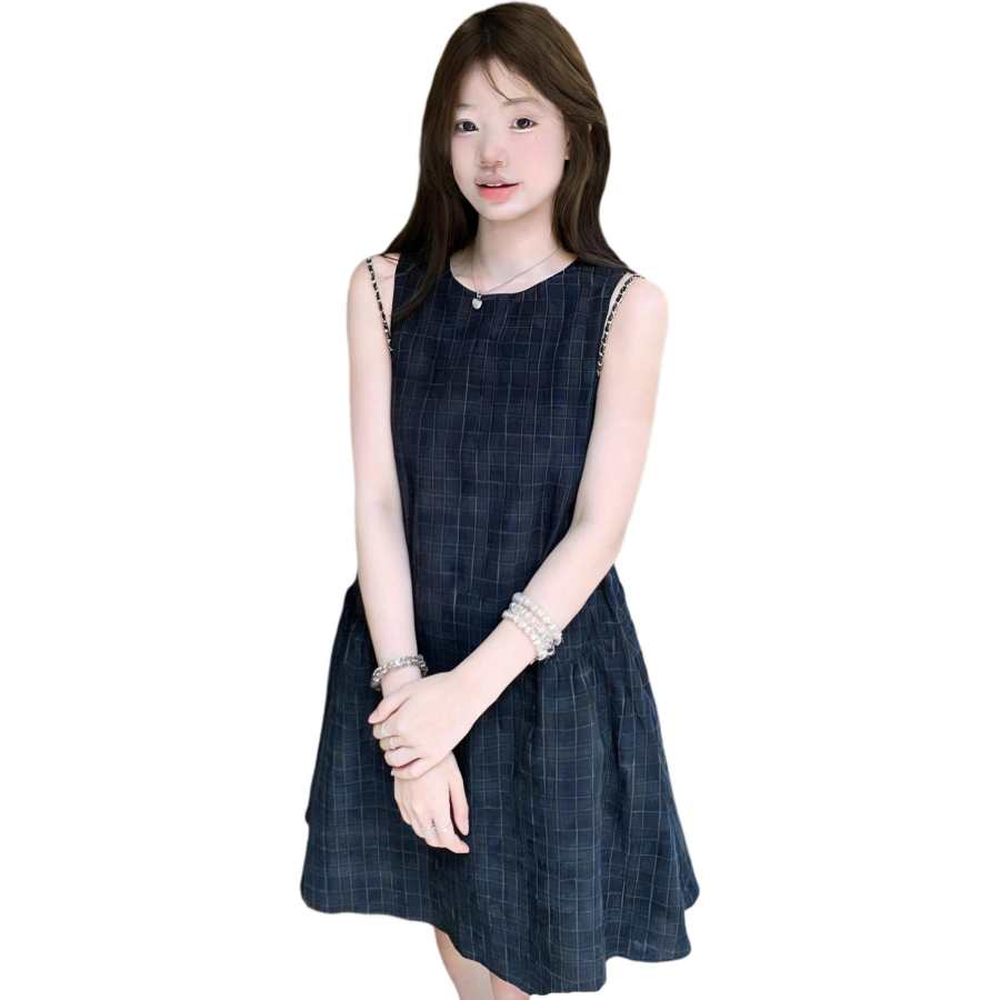 JBBCN Sleeveless Dresses Women's Black Crew Neck Thin Short