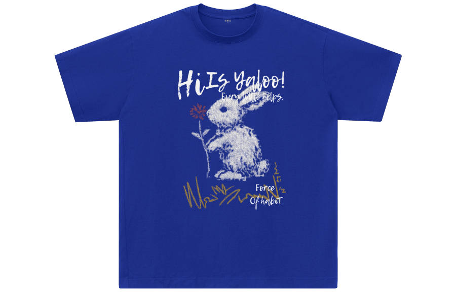 YALU T Shirts Unisex Klein Blue Crew Neck Moderate Straight Fit