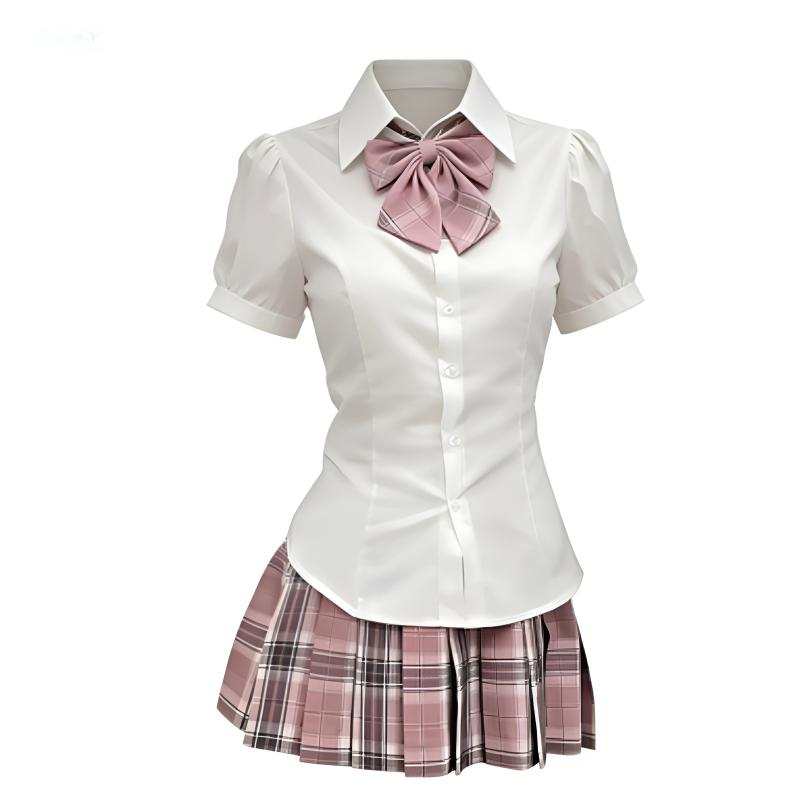 DUSHE JK Shirt Plaid Skirt Set Women's