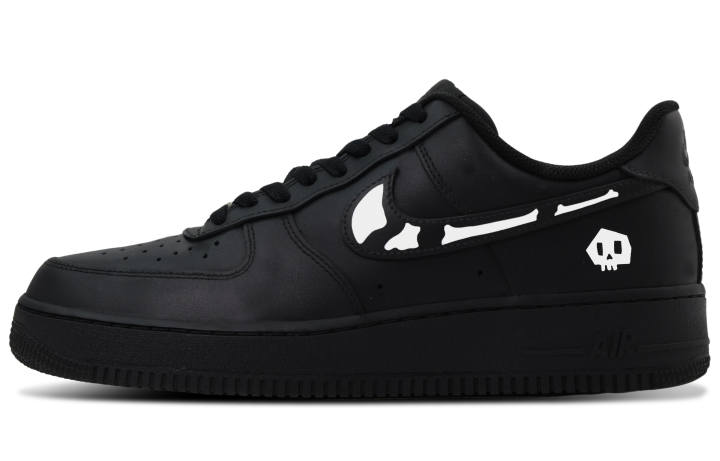 Nike Nike Air Force 1 Leather Cushioning Abrasion Resistant Low top Skateboard Shoes Unisex Black
