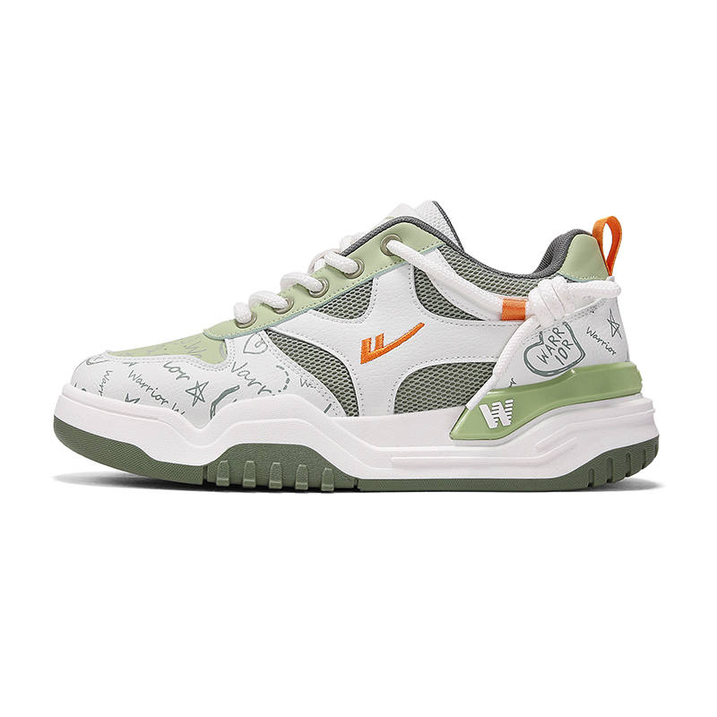 Warrior Abrasion Resistant Breathable Low top Skateboard Shoes Men's Green White