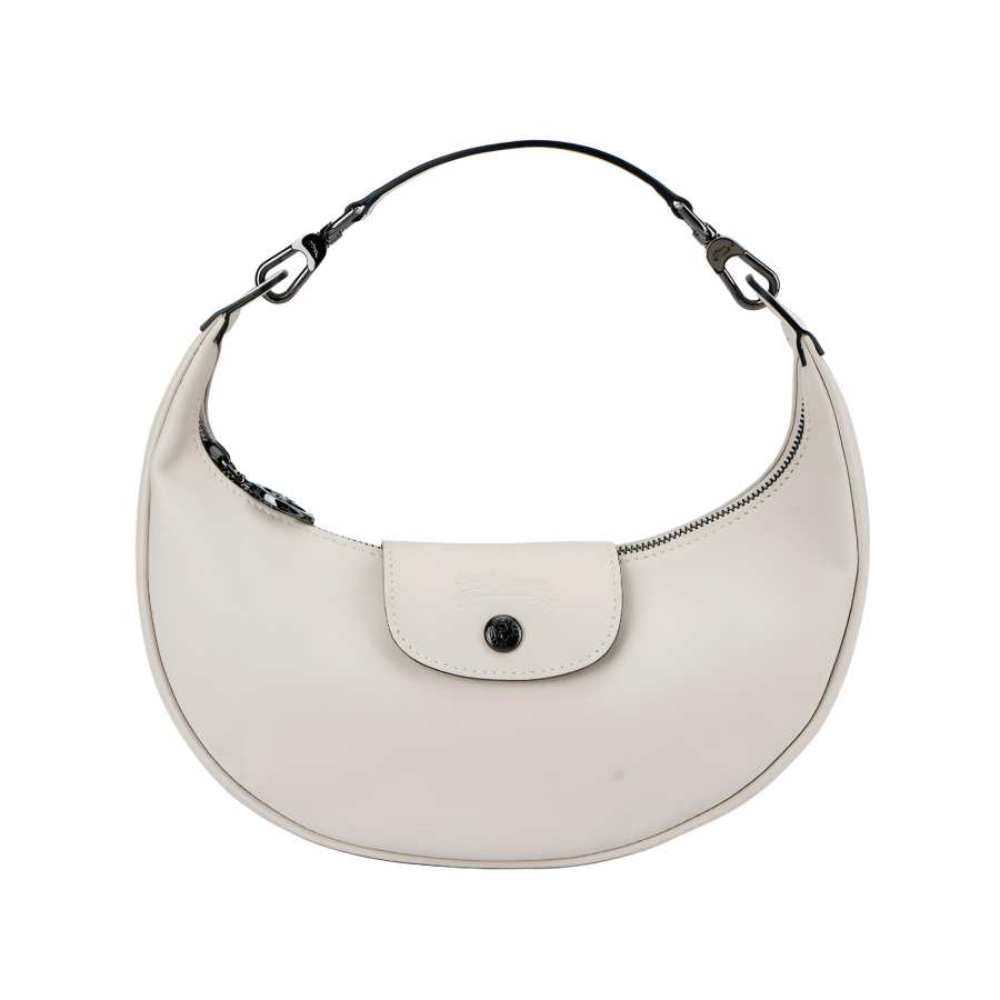 LONGCHAMP Cow Leather Handbag, Shoulder Bag Small Women's Paper White