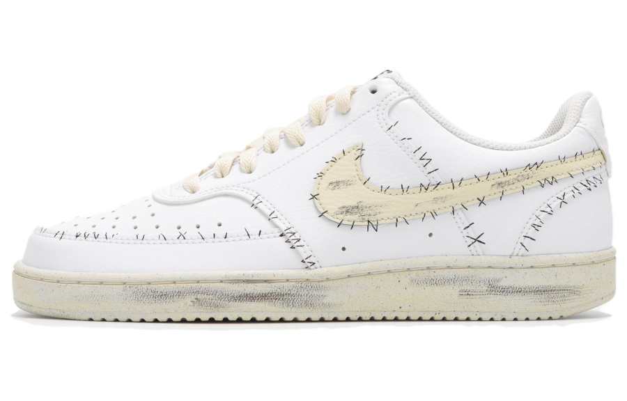 Nike Nike Court Vision 1 Leather Slip Resistant Abrasion Resistant Low top Skateboard Shoes Women's White