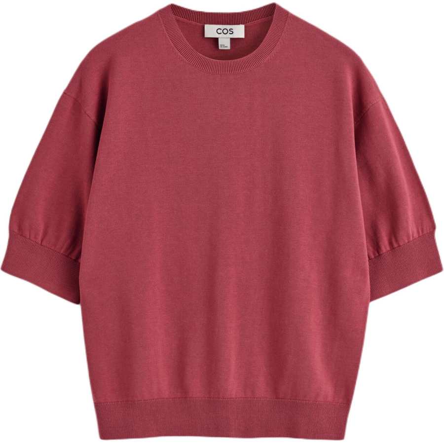 COS T Shirts Women's Dark Pink Crew Neck
