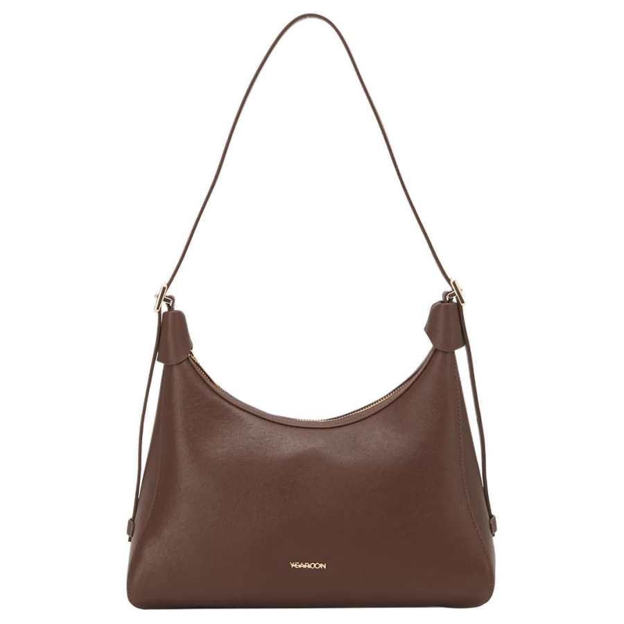 YEARCON Cow Leather With Synthetic Leather Shoulder Bag Women's Coffee