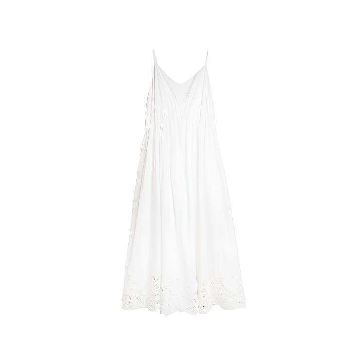 ELLE Slip Dresses Women's White V Neck Thin Mid Length