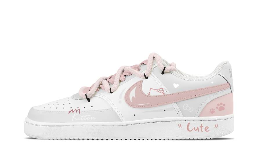 Nike Nike Court Vision 1 Gummies Cat Paw Abrasion Resistant Low top Skateboard Shoes Unisex Pink