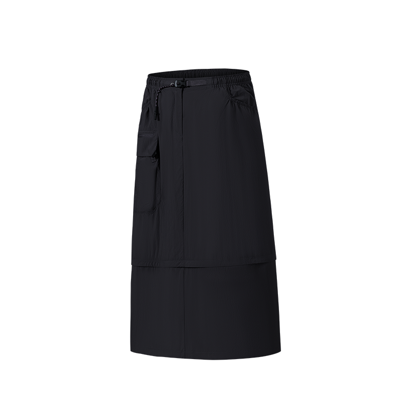 ANTA Casual Long Skirts Women's Black Moderate Mid Length A Line Skirt