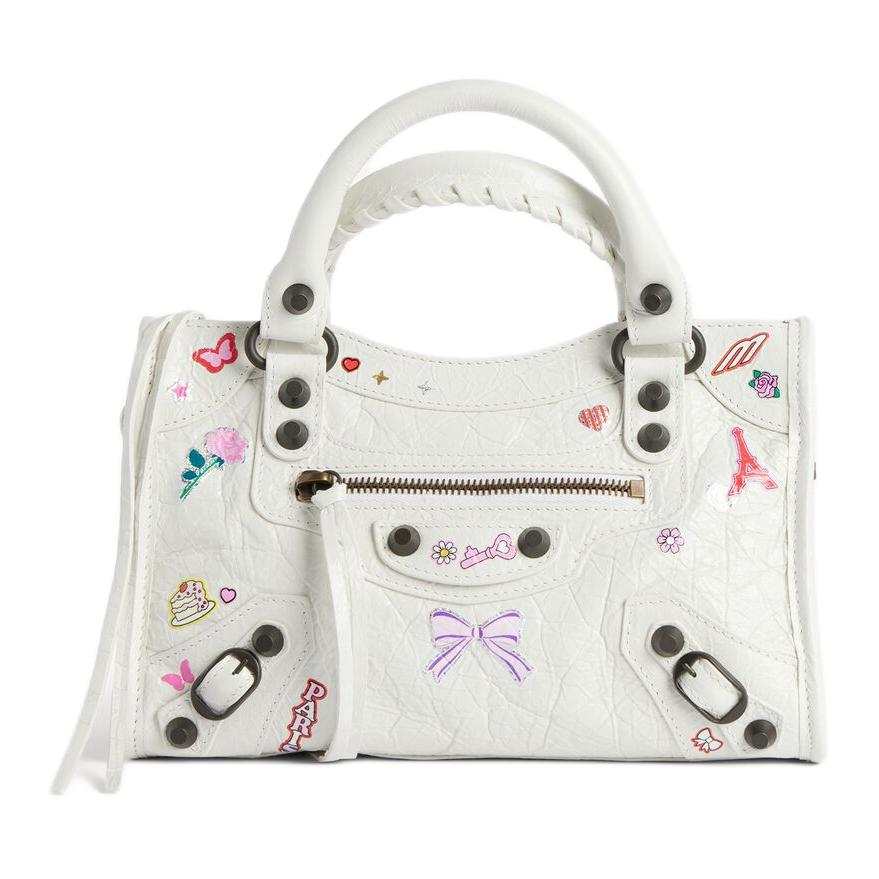 Balenciaga Le City Sheepskin Handbag Mini Women's White