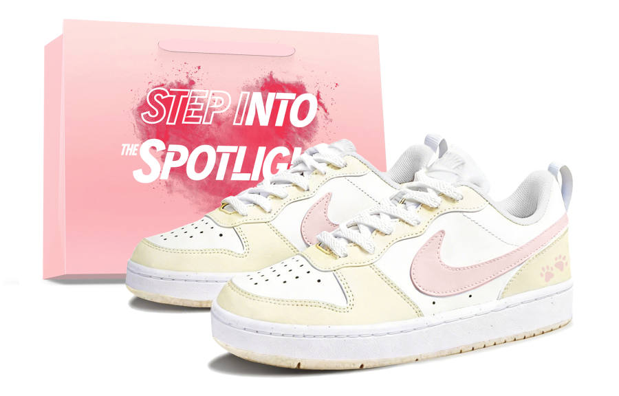 Nike Nike Court Borough Maris Sal Peach, Shopping Bag Leather Low top Kids' Skateboarding Shoes Beige Pink Teenagers