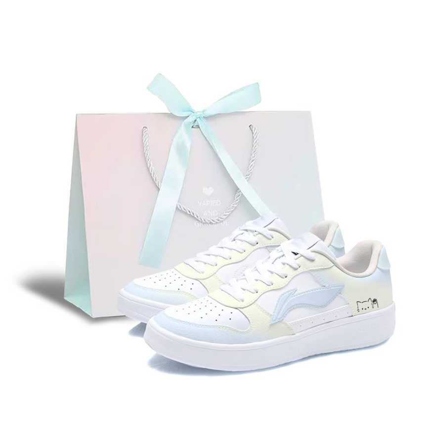 Li-Ning Li Ning Floating Boat Cushioning Breathable Low top Skateboard Shoes Women's Yellow Blue