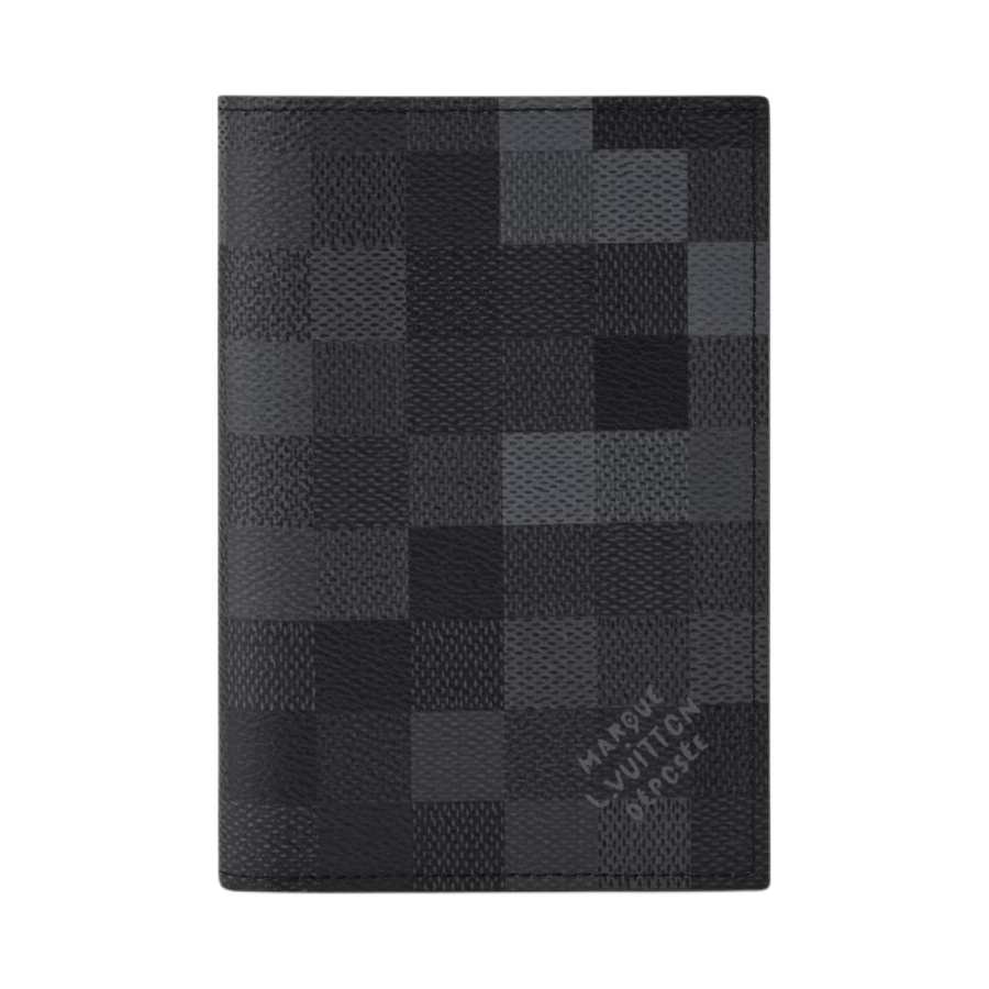 LOUIS VUITTON Damoflage Coated Canvas Artificial Leather Passport Holder Men's Black