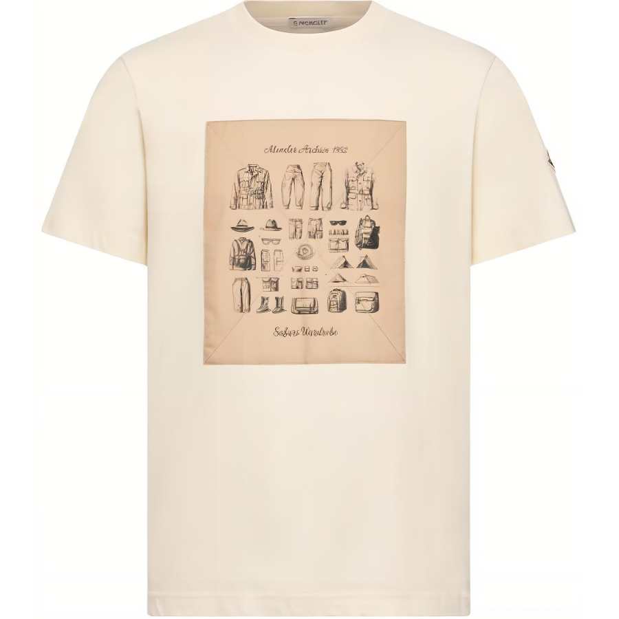 Moncler SS26 Safari Wardrobe Print Cotton T Shirt T Shirt Men's