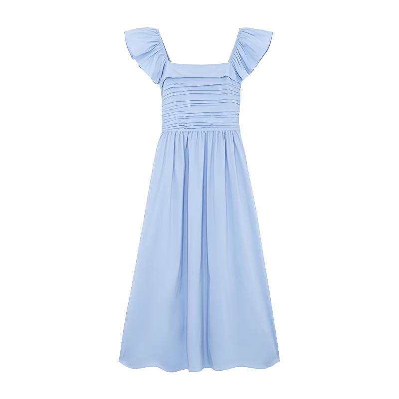 JBBCN JBBCN Slip Dresses Women's Blue Square Collar Thin Mid Length