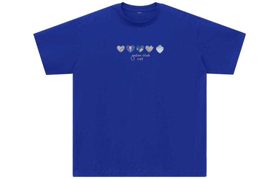 YALU T Shirts Unisex Klein Blue Crew Neck Moderate Straight Fit