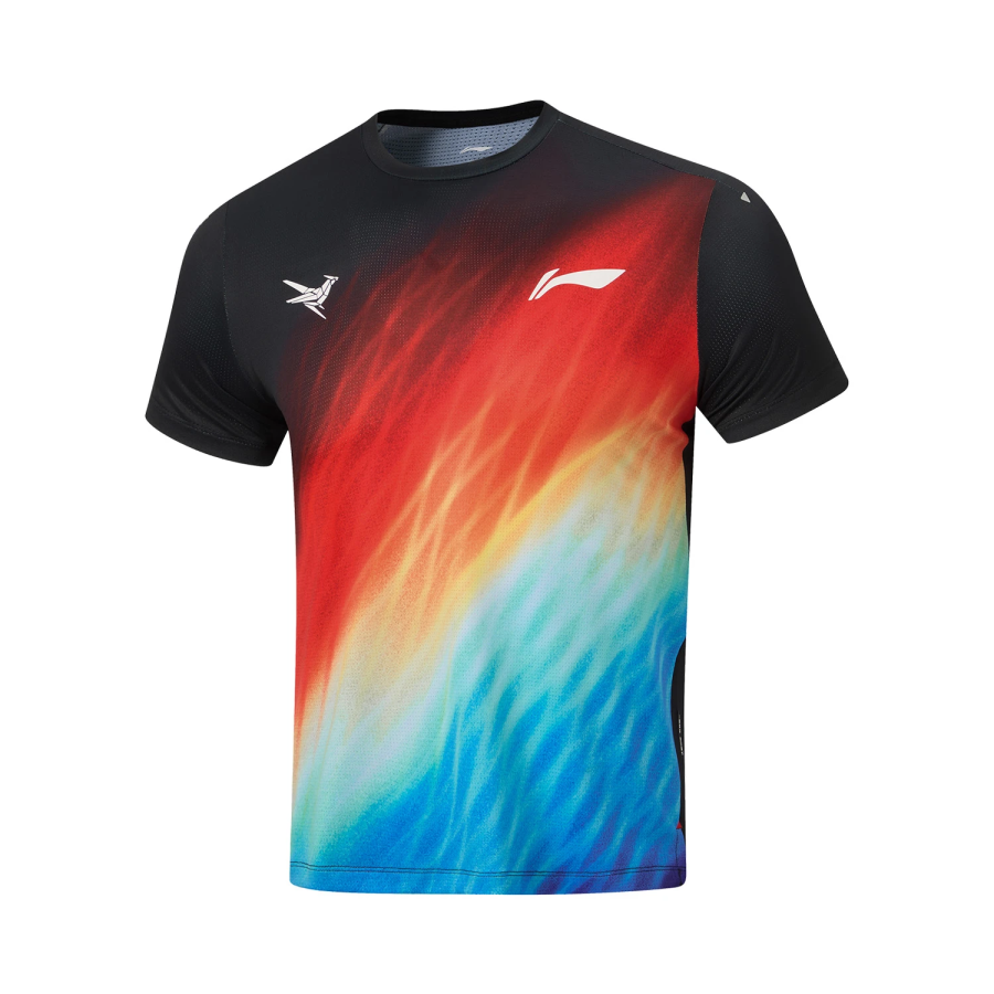 Li-Ning Li Ning Dragon Sparrow Short Sleeved T Shirts Men's Black Full Print