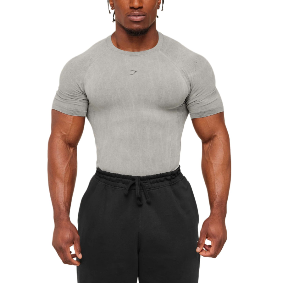 GYMSHARK T Shirts Men's BDQX/Black/Washed Crew Neck Moderate