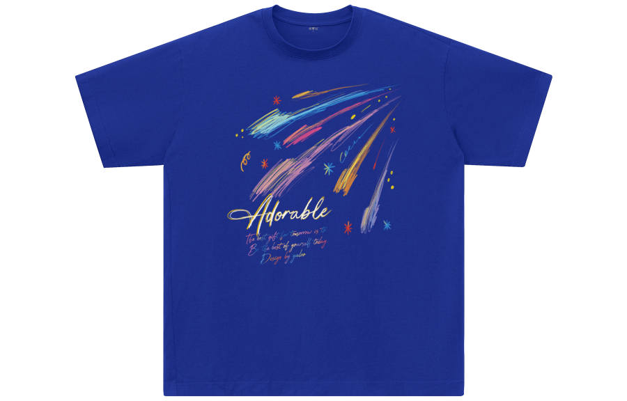 YALU T Shirts Unisex Klein Blue Crew Neck Moderate Straight Fit
