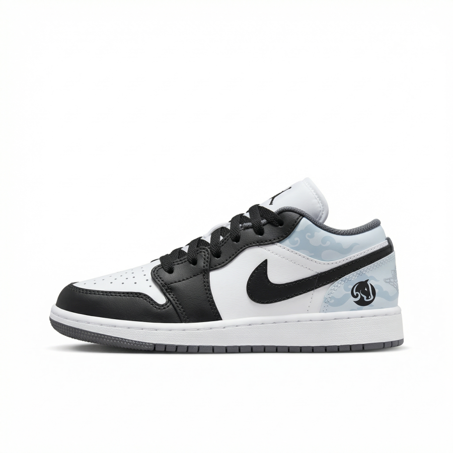 Jordan Jordan Air Jordan 1 Dark Horse Slip Resistant Abrasion Resistant Low top Children's Basketball Shoes Blue Black Unisex