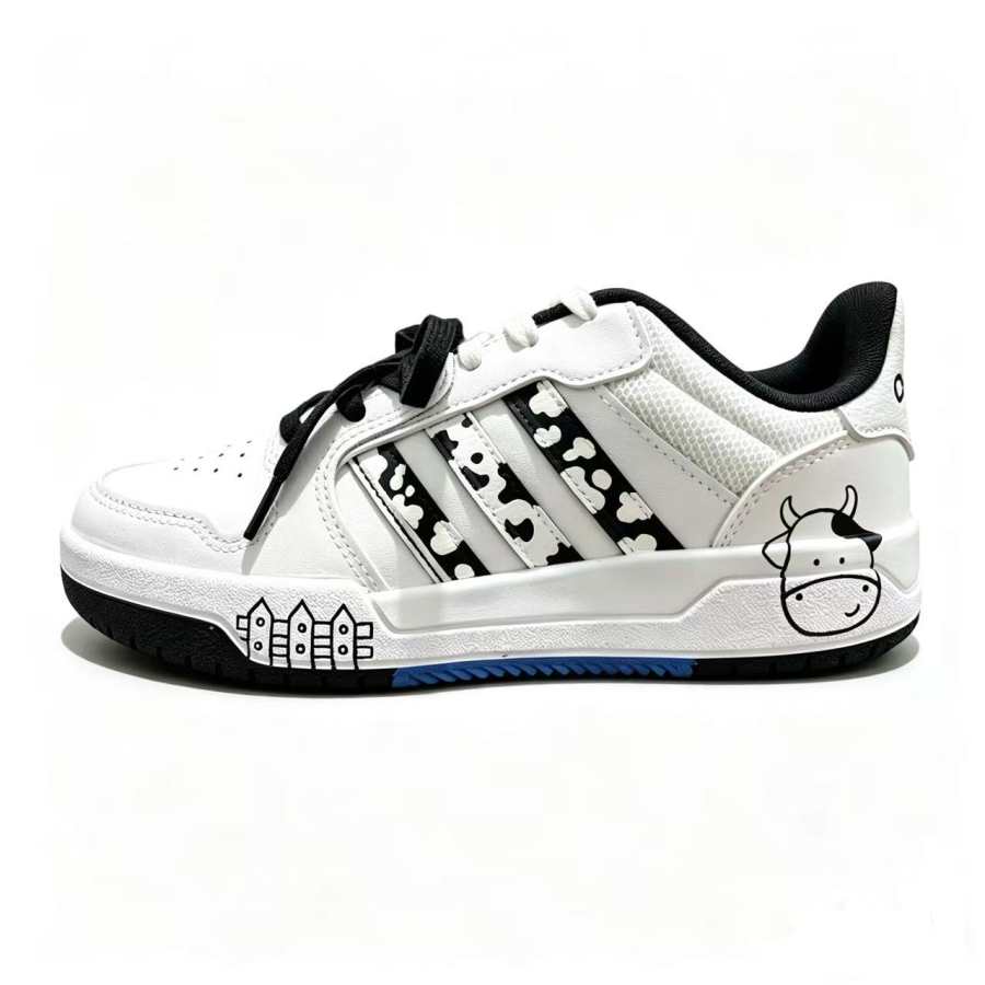 Adidas Adidas ENTRAP Pure Power Milk Leather Slip Resistant Low top Skateboard Shoes Unisex White Black