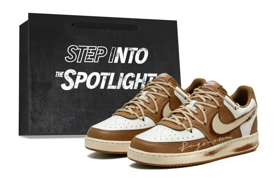 Nike Nike Court Vision Vintage Label Abrasion Resistant Low top Skateboard Shoes Women's Coffee