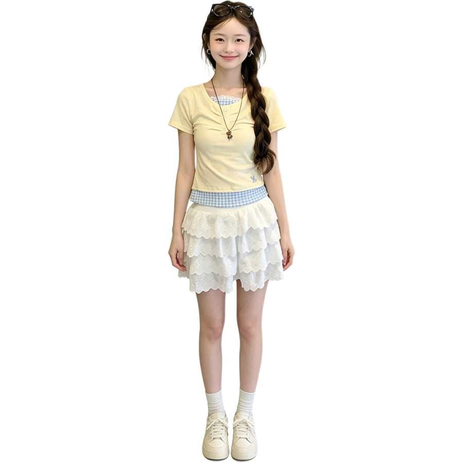 JBBCN T Shirts Women's Yellow Crew Neck