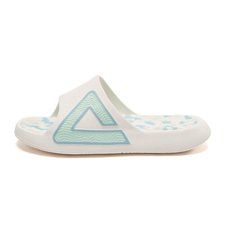 PEAK Taichi Classic Slippers Quiet Slip Resistant Cushioning Slide Slippers Unisex White Green Blue