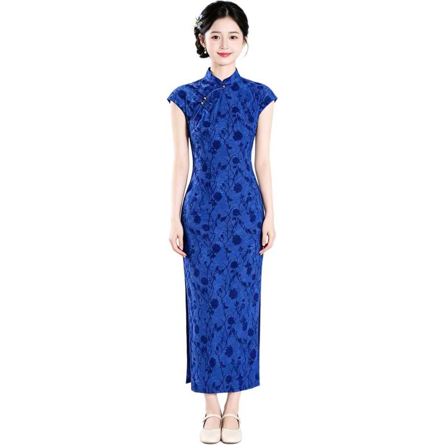 JBBCN Sleeveless Dresses Women's Klein Blue Stand Collar Moderate Long