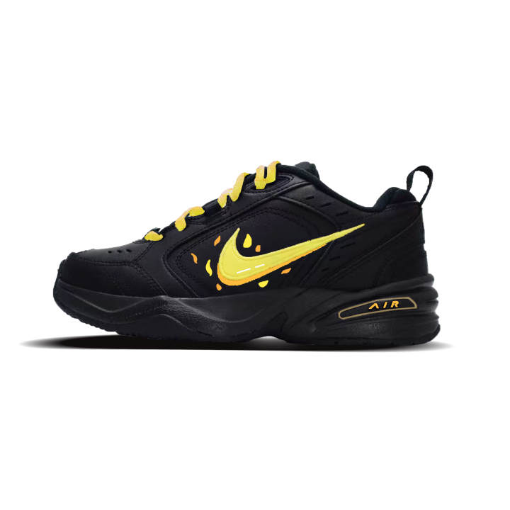 Nike Nike Air Monarch 4 Caramel Synthetic Leather Slip Resistant Low top Chunky Sneakers Unisex Black