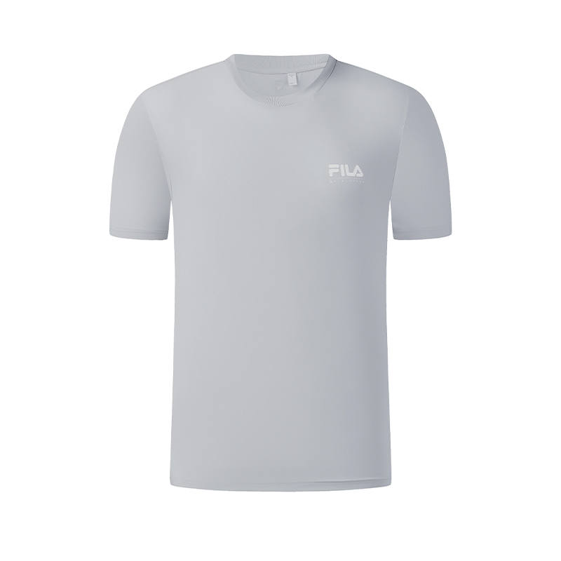 FILA Fitness T Shirts Men's Blue Mist Gray Crew Neck Moderate