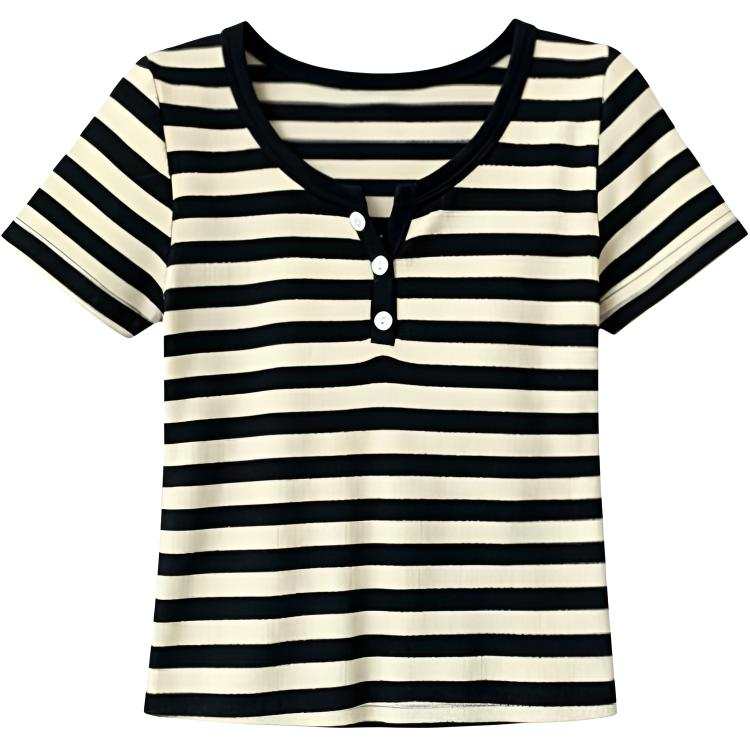 DUSHE T Shirts Women's Henry Collar Thin Straight Fit