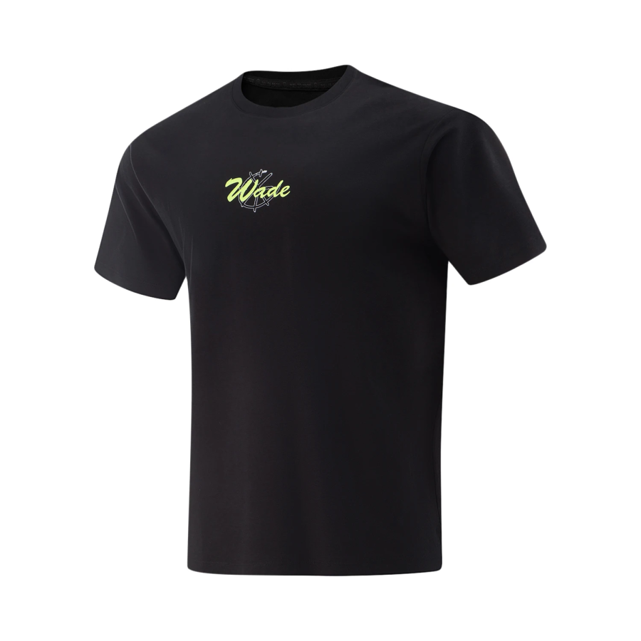 Li-Ning Li Ning T Shirts Men's Black Crew Neck Moderate Straight Fit