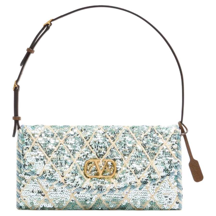 Valentino Sequins Handbag Small Women's Sky Blue