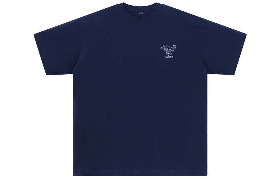 YALU T Shirts Unisex Navy Blue Crew Neck Moderate Straight Fit