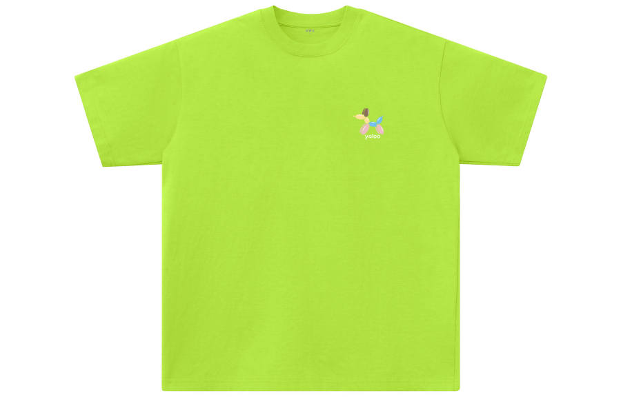 YALU T Shirts Unisex Neon Green Crew Neck Moderate Straight Fit